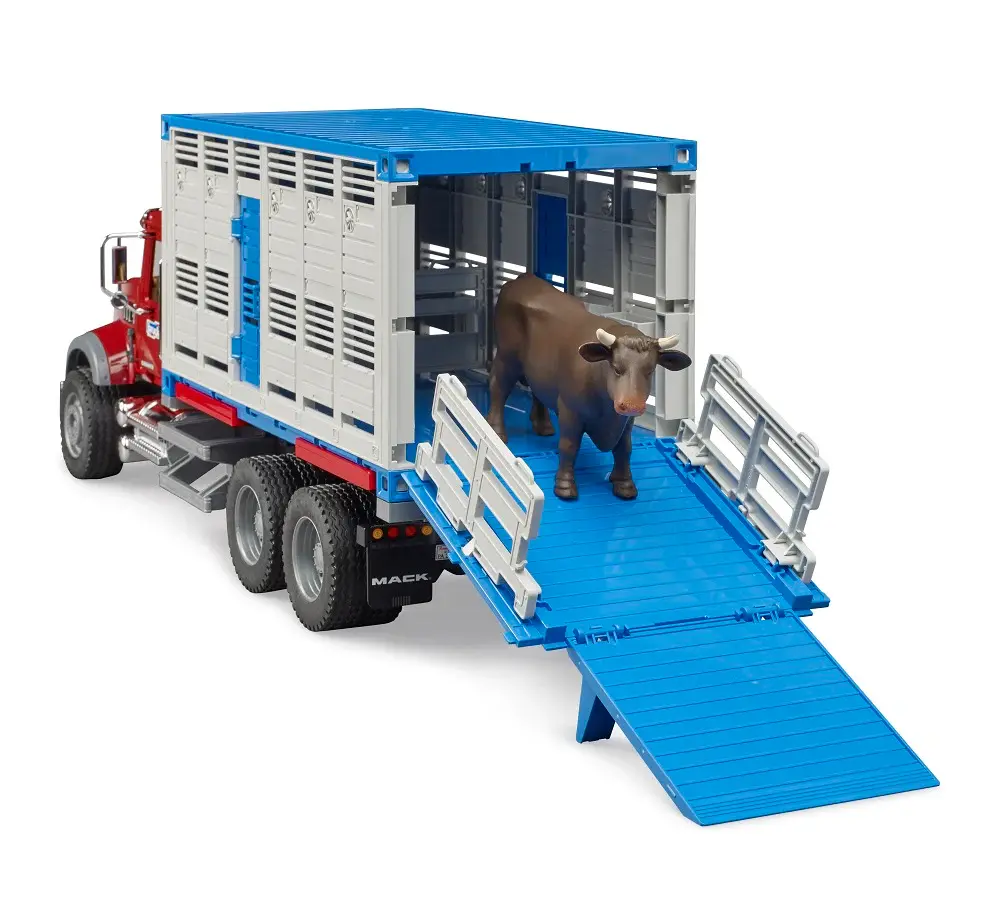 Bruder 02830 Mack Granite Cattle Transport Truck with 1 Cattle 1.webp