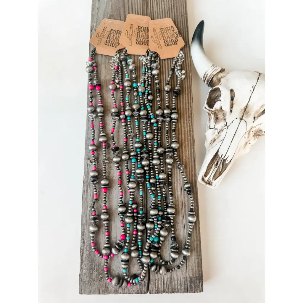 2 Layered Navajo Style Pearl and Bead Necklace 2.webp