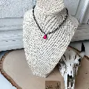 Teardrop Stone Pendant Navajo Bead Choker Necklace  1.webp