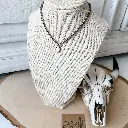 Teardrop Stone Pendant Navajo Bead Choker Necklace   white.webp