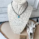 Teardrop Stone Pendant Navajo Bead Choker Necklace    teal.webp