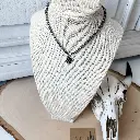 Teardrop Stone Pendant Navajo Bead Choker Necklace    black.webp