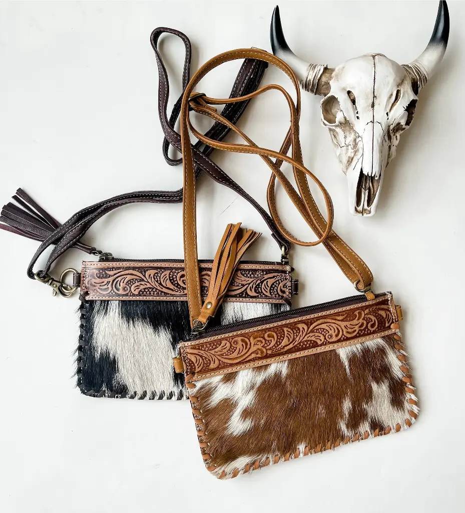 Western Mini Mobile Cowhide Tooled Leather Crossbody 5.webp