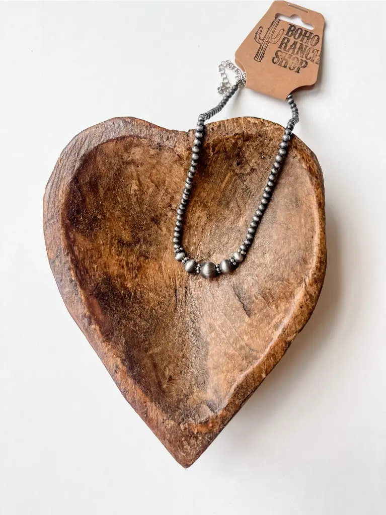 Western Navajo Style Bead Pearl Choker Necklace 3.webp