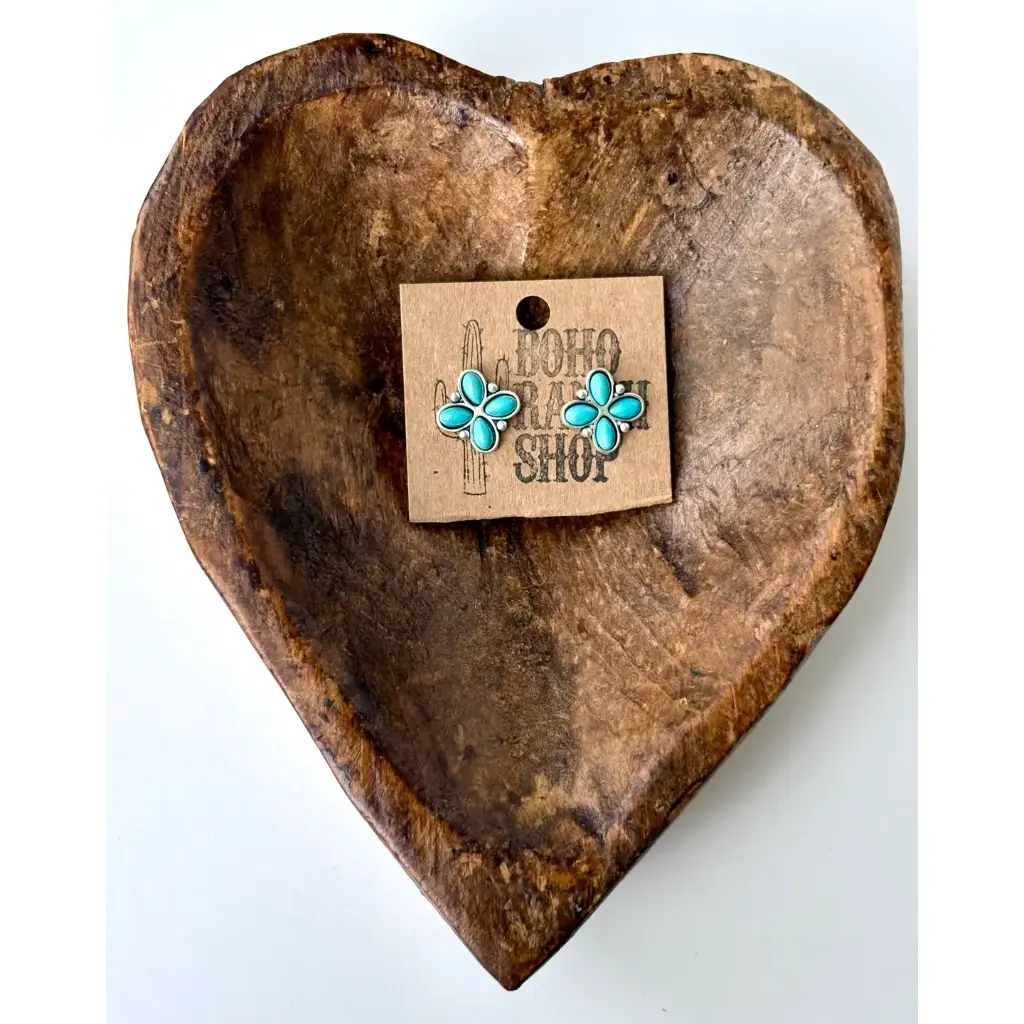 Western Stone Clover Stud Earrings 3.webp