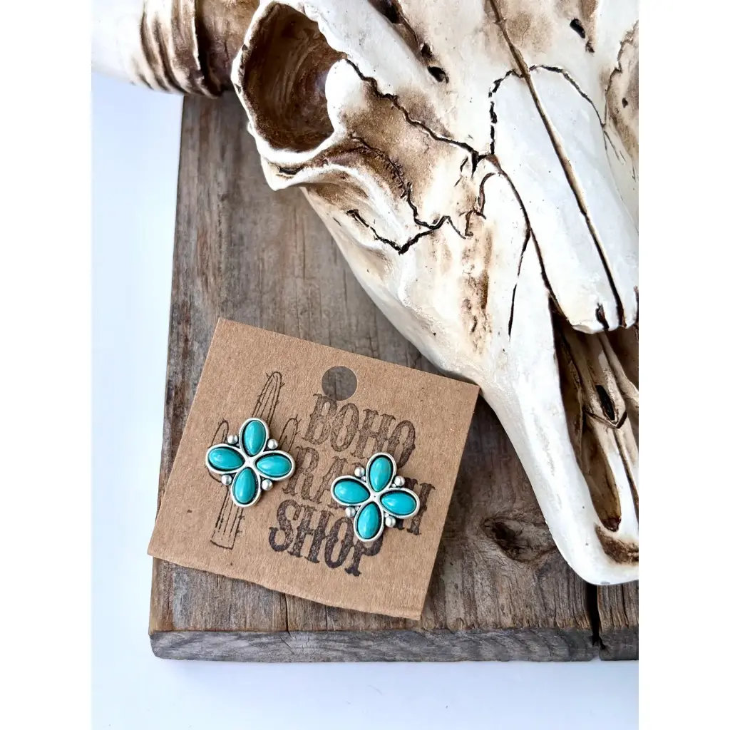 Western Stone Clover Stud Earrings 5.webp
