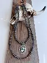 2 Layer Navajo Pearl Bead Stone Concho Pendant Necklace  3 .webp