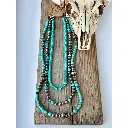 3 Layered Western Navajo Pearl & Turquoise Stone Necklace 2.webp