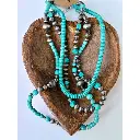 3 Layered Western Navajo Pearl & Turquoise Stone Necklace 3.webp