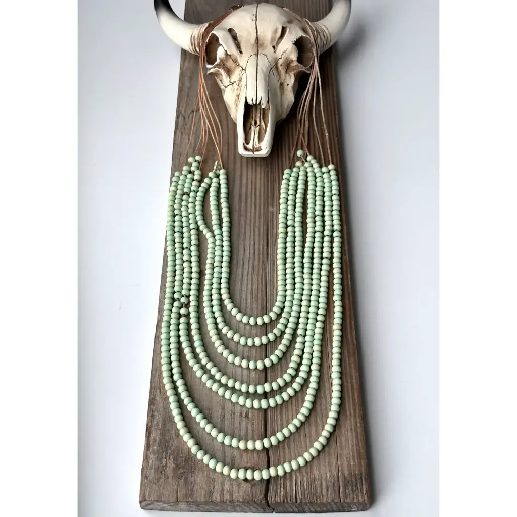 Multi Strand Wood Bead Boho Necklace 4.webp