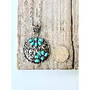 Western Squash Blossom Stone Round Pendant Necklace 3.webp