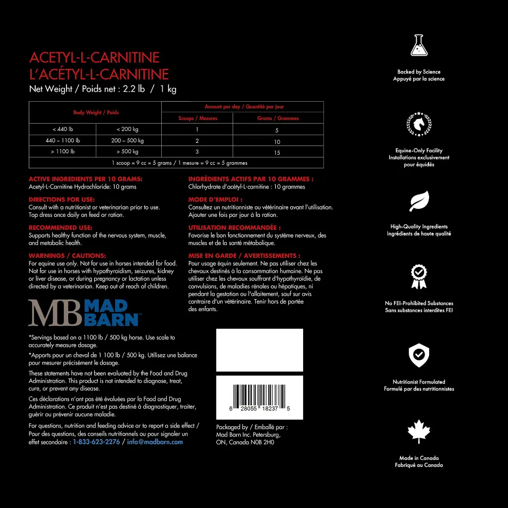acetyl-l-carntine-powder-horse-supplement-athletic-performance-nutrition-composition-ingredients-label-mad-barn-equine.webp