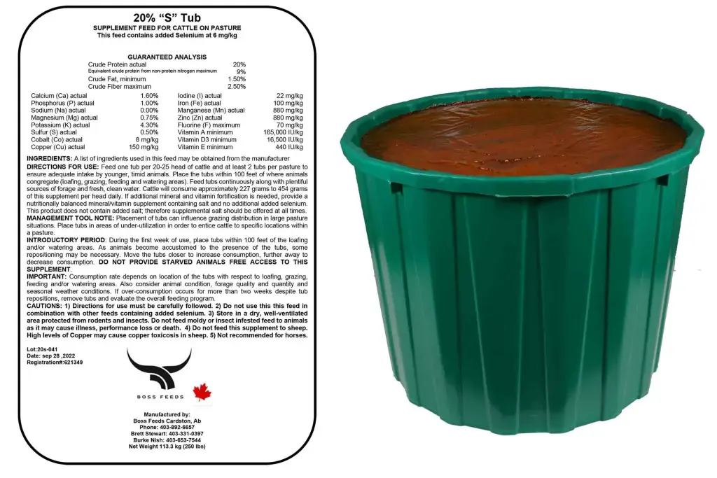 BOSS- Cattle Stress Tub 20% 125lb (56.8kg)