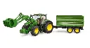Bruder John Deere Tractor 7R 350 w front loader and trailer