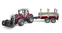 Bruder Massey Ferguson 7480 w Frontloader and Logging Trailer