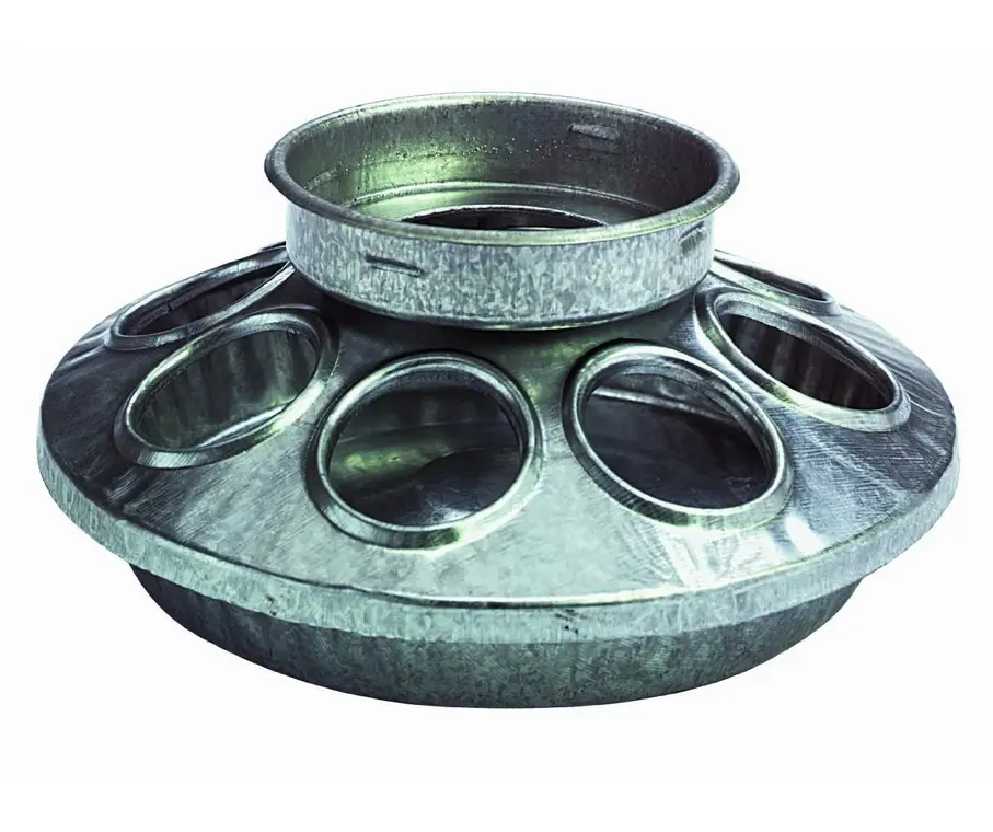 [115-132] Miller (Little Giant) - Galvanized Round Mason Jar Feeder Base (1 Qt)