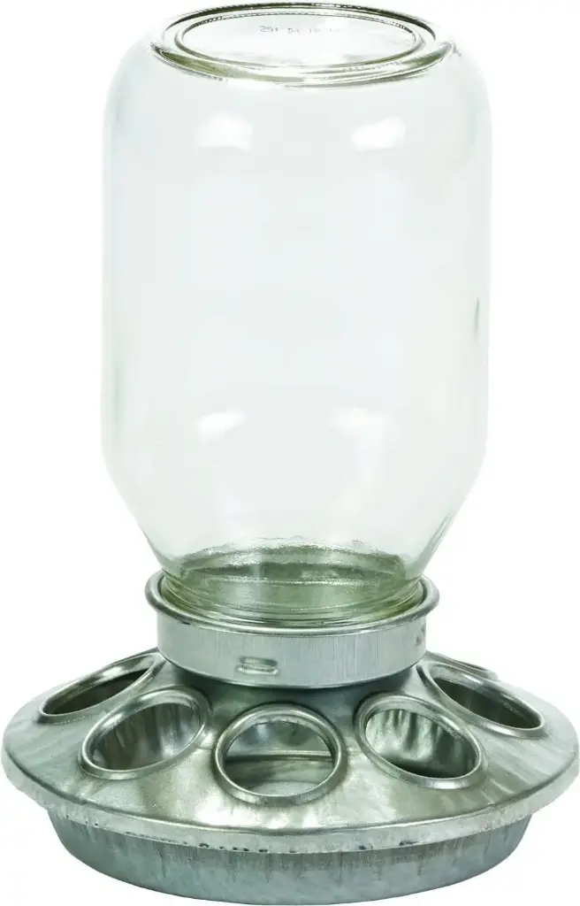 [115-133] Miller (Little Giant) - Galvanized Round Mason Jar Baby Chick Feeder (1 Qt)
