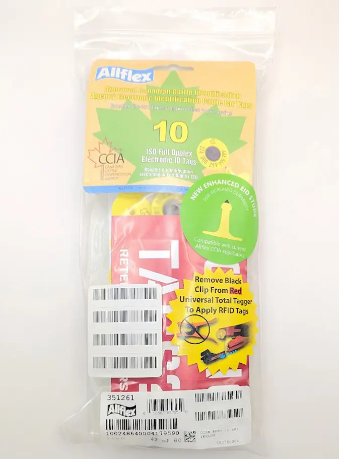 [AL1011622] Allflex Cattle RFID FDX-B TAGS  (CCIA) (10 tags)