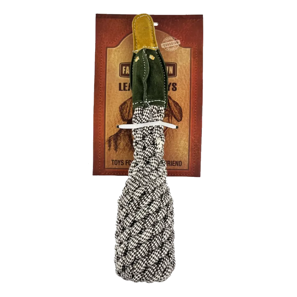 [FB003] Farmer Brown Cotton w/Bottle Dog Toy-Goose (Brown/White)