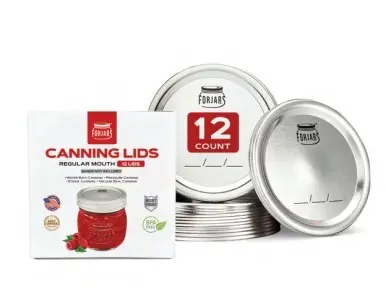 [FJ-LR-12] FORJARS - REGULAR (STANDARD) Canning Lids/Rings (12 lids)