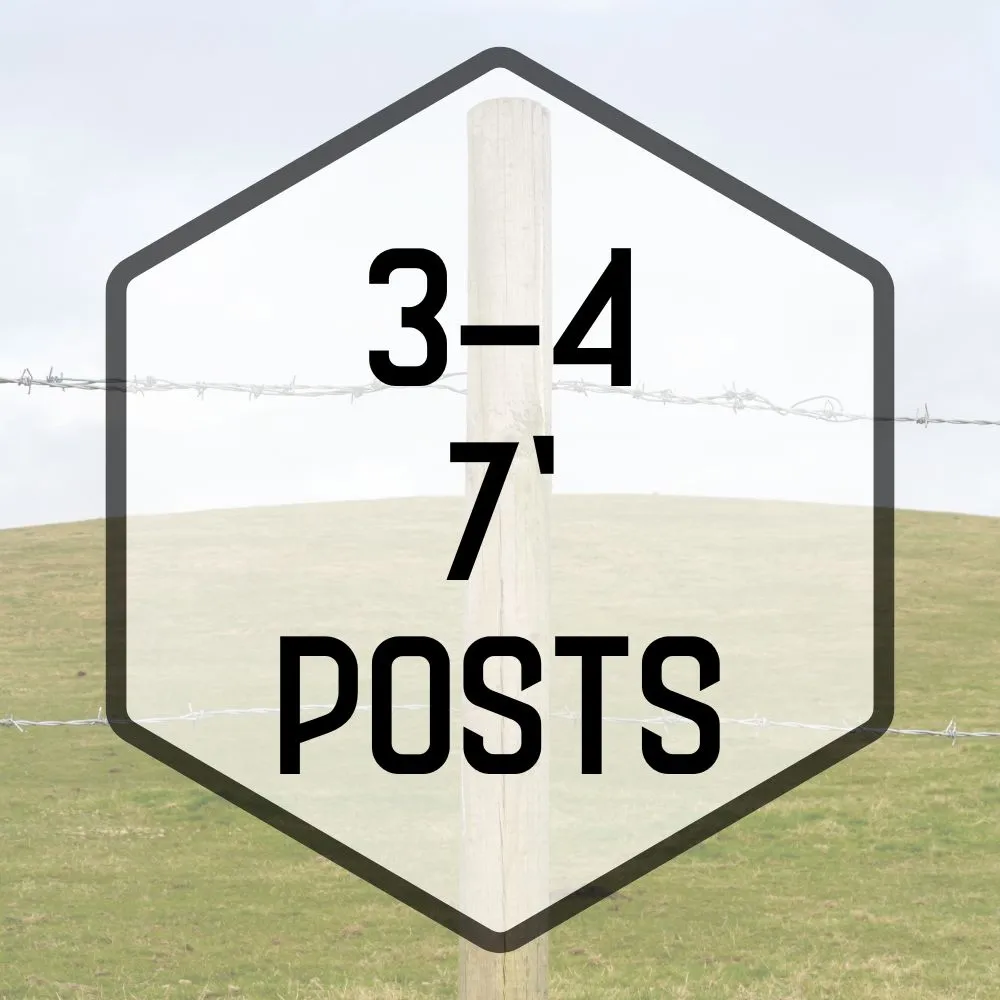 56N Fence Posts - (3-4) x 7' Peeled, Pointed Treated (115/ bundle)