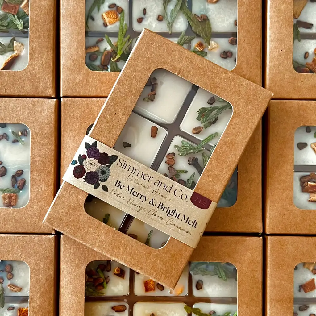 Simmer and Co - Be Merry & Bright Simmer Melt, Natural Holiday Spice Wax Cubes