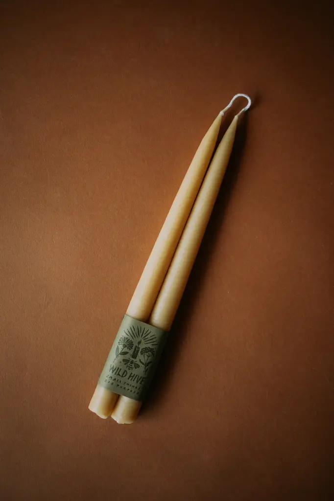 Wild Hive Apiary - Natural Beeswax Taper Candles (Natural)
