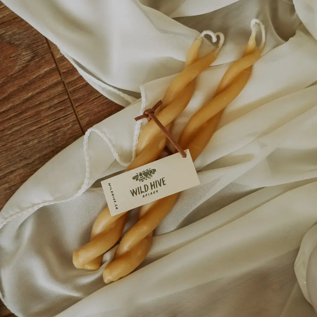 Wild Hive Apiary - Natural Beeswax Twin Taper Candles