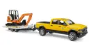 Bruder - RAM Power Wagon with Trailer & Mini Excavator