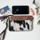 BOHO RANCH - Western Mini Mobile Cowhide Tooled Leather Crossbody