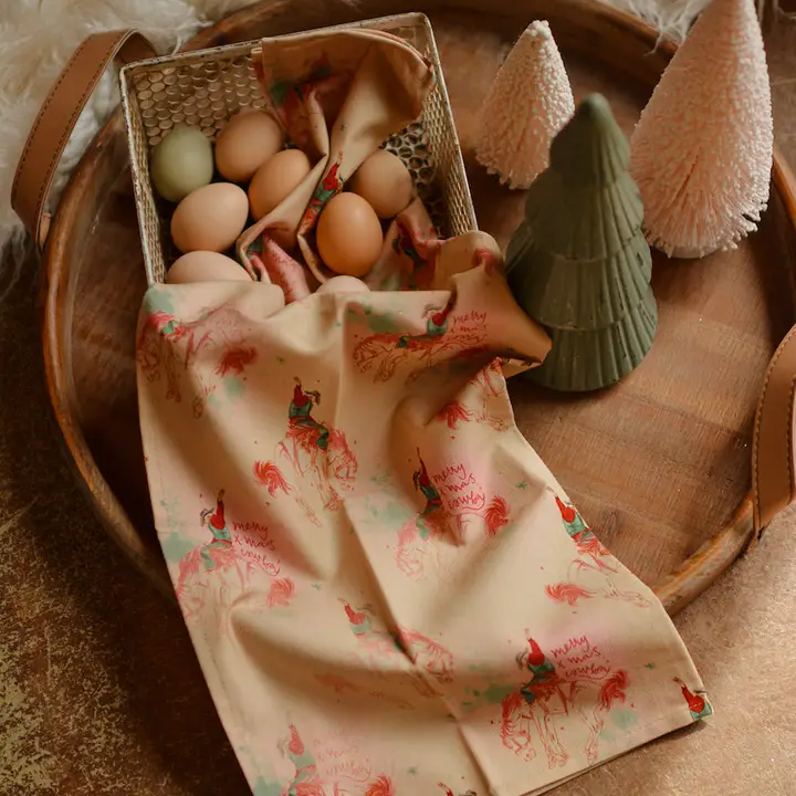 Tirzah Lane - Merry X-Mas Cowboy Holiday Tea Towel