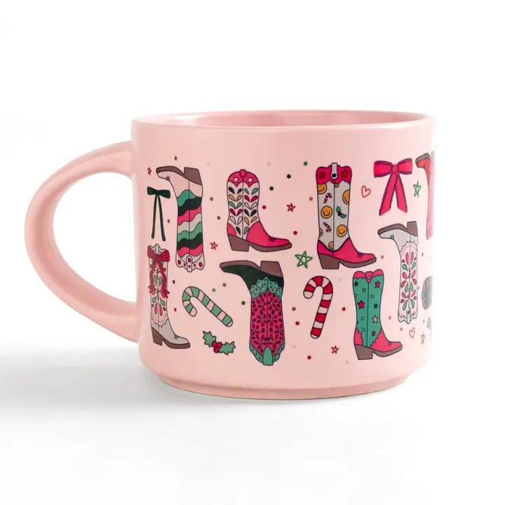 Callie D - Christmas Western Cowgirl Boots Large Ceramic Mug 