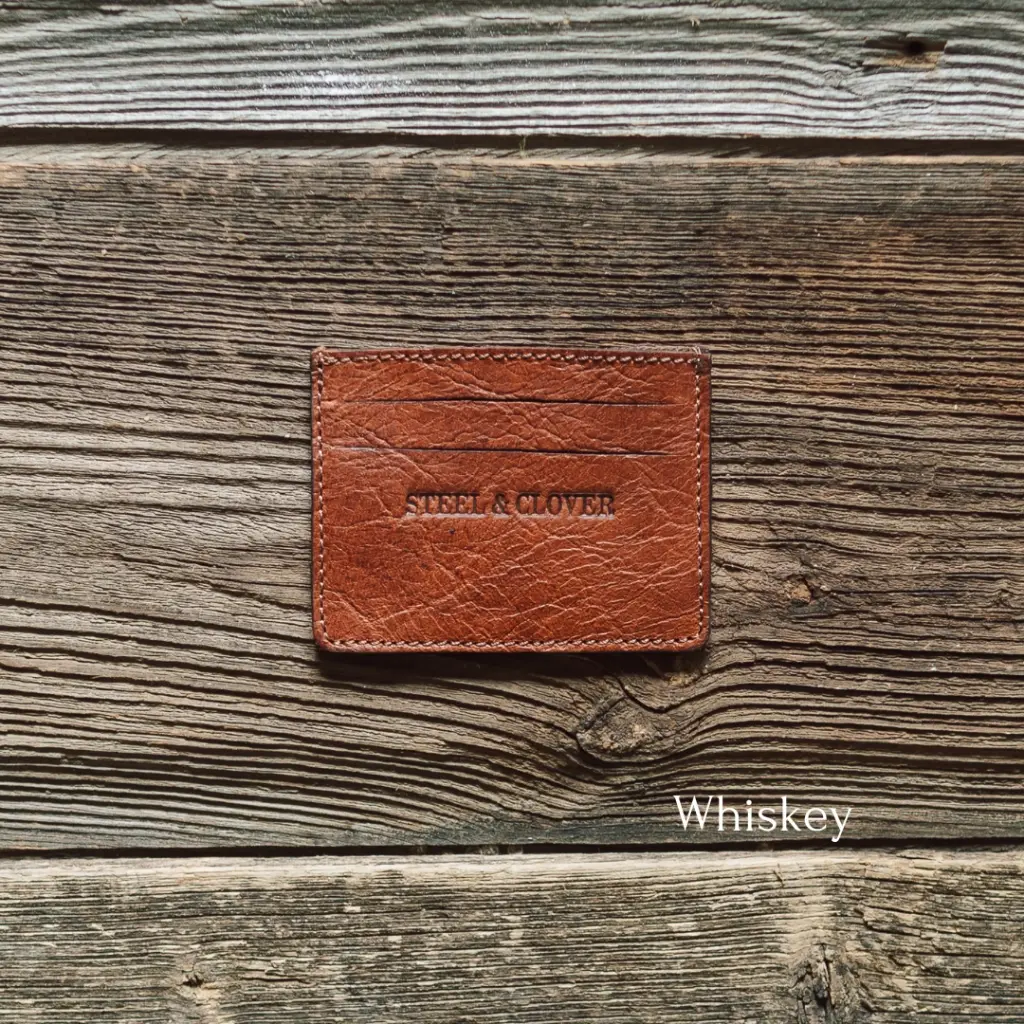 [STCL-FLYWAL-W] Steel & Clover - Flying Shot Leather Card Wallet (Whiskey)