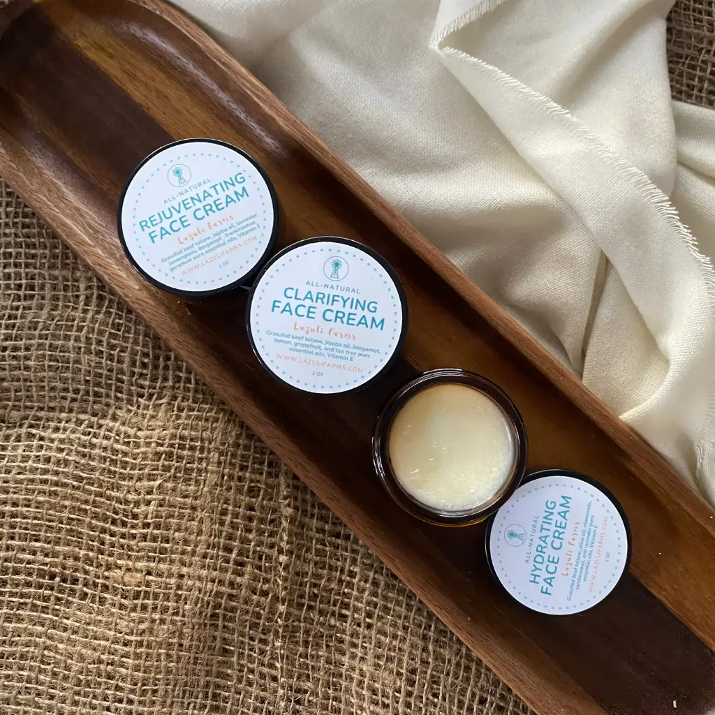 Lazuli Farms - Hydrating Face Cream | For Dry or Sensitive Skin | Tallow with Chamomile, Sandalwood, and Lavender | Tallow For Face