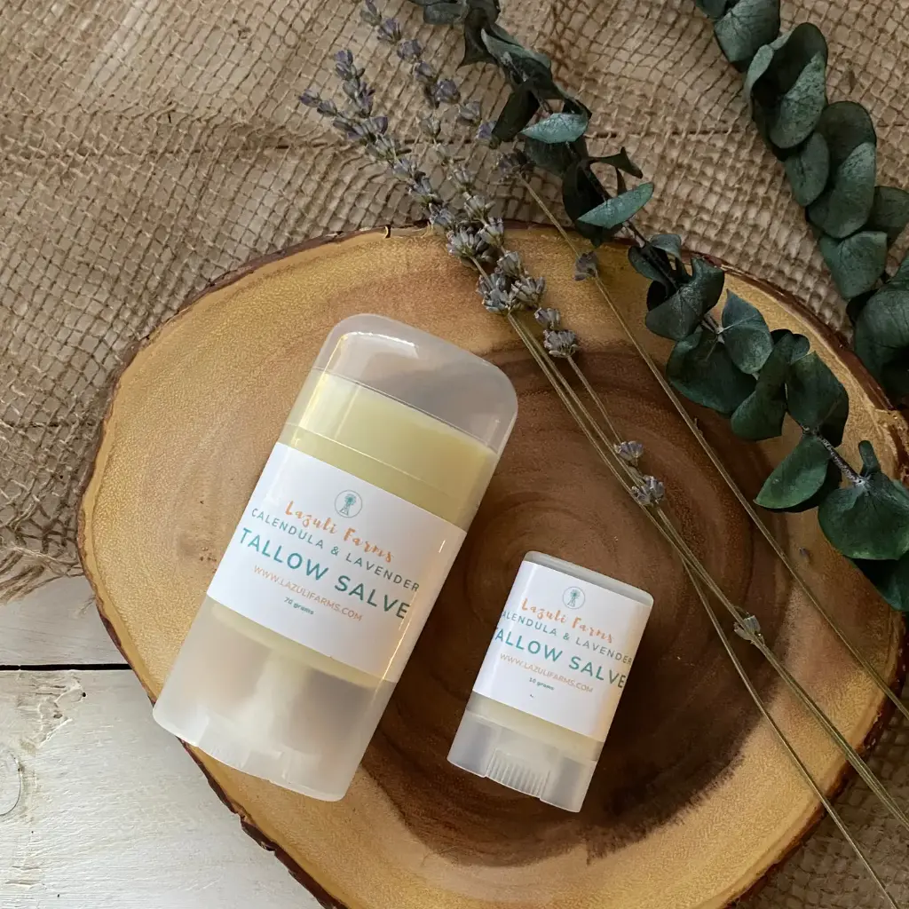 Lazuli Farms - Salve Stick | Tallow + Calendula + Lavender + Beeswax | Natural