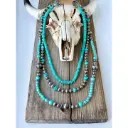 BOHO RANCH - 3 Layered Western Navajo Pearl & Turquoise Stone Necklace