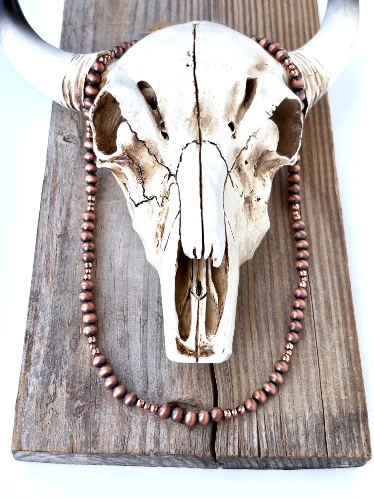 [145123275J-BH-CP] BOHO RANCH - Western Style Navajo Pearl Bead Necklace (Copper)