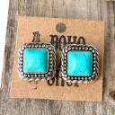BOHO RANCH - Western Turquoise Stone Square Stud Earrings