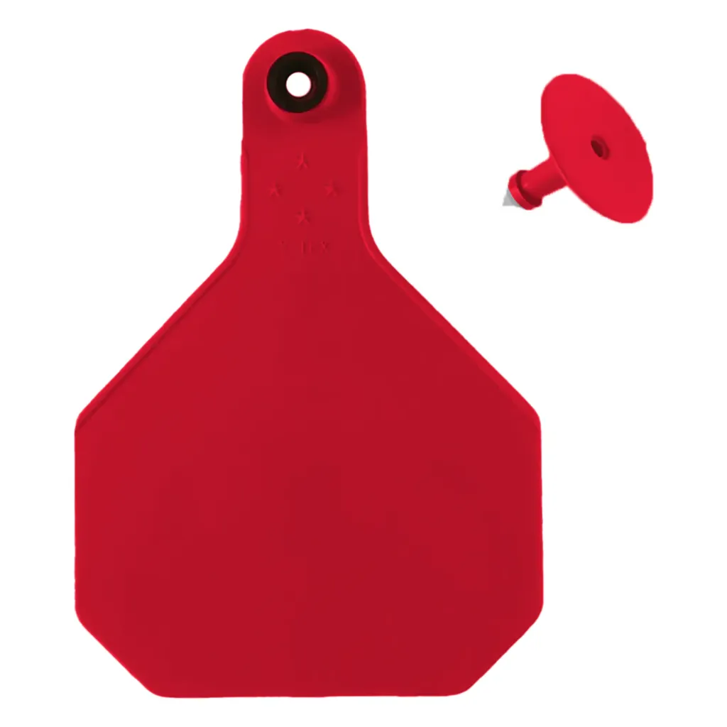 Y-Tex 4 Star Blank Snaplok Large 4" 2-Piece Ear Tag (25/package) (Red)