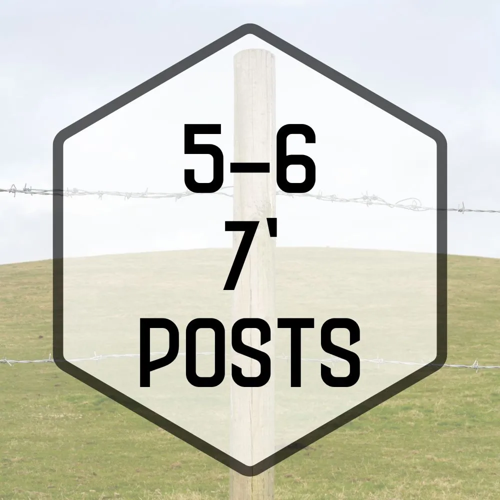 56N Fence Posts - (5-6) x 7' Peeled, Pointed, Treated (50/bundle)
