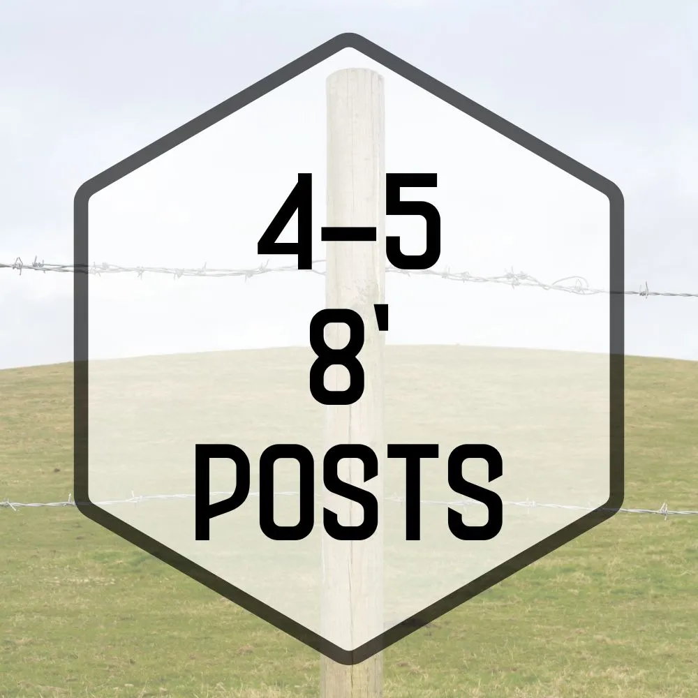56N Fence Posts - (4-5) x 8' Peeled, Pointed Treated (70/bundle)