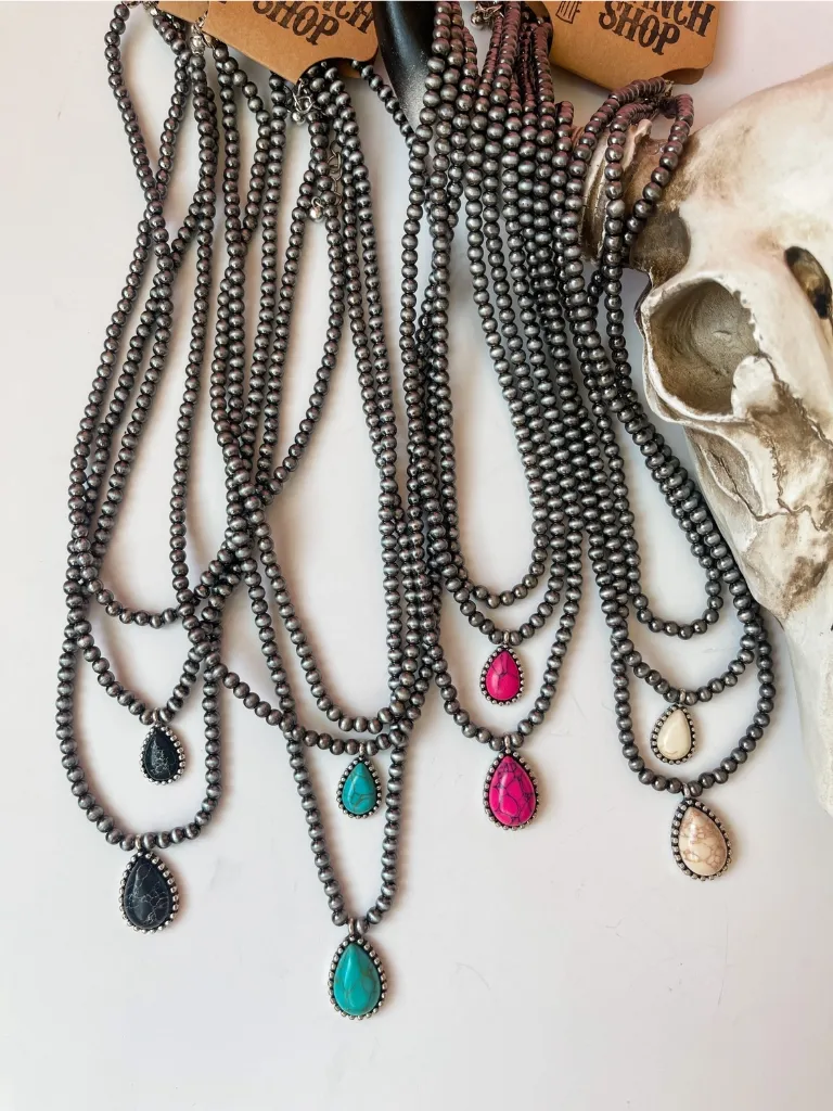 BOHO RANCH - Multi Layered Navajo Bead Semi Stone Necklace