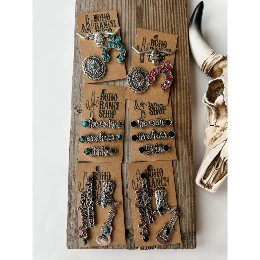 BOHO RANCH - Western Trucker Hat Cap - Magnetic Hat Pin Set Assorted 3-Pack