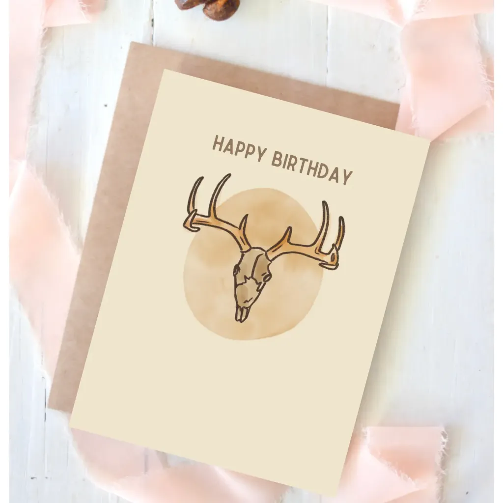 [SCD-BIR-017] Tirzah Lane - "Happy Birthday Deer Antlers" - Birthday Card