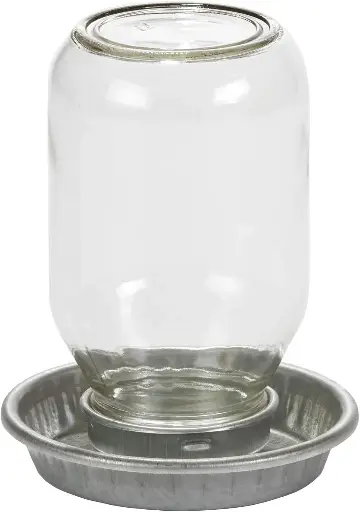 [115 047] Miller Galvanized Round Mason Jar Baby Chick Waterer (1 Qt)