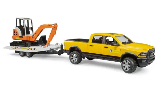 [02546] Bruder - RAM Power Wagon with Trailer & Mini Excavator