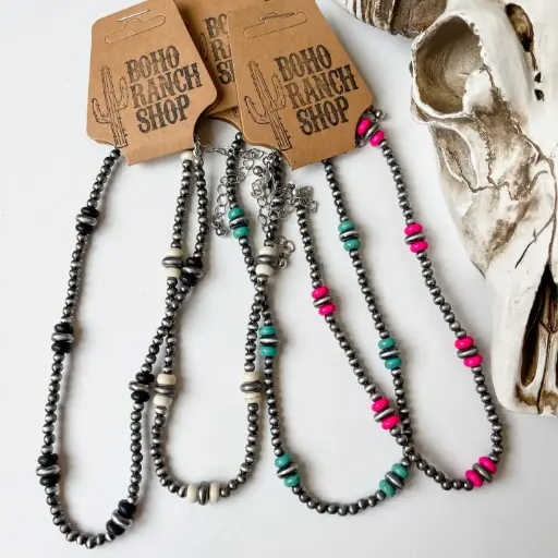 BOHO RANCH - Western Navajo Pearl Choker Navajo Style Pearl