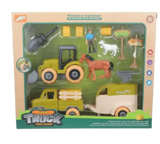 [TJT87-96010] Farm Toy Truck, Tractor & Stable Set