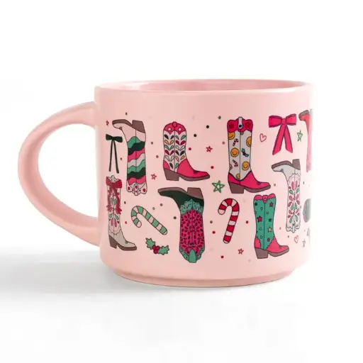 Callie D - Christmas Western Cowgirl Boots Large Ceramic Mug 